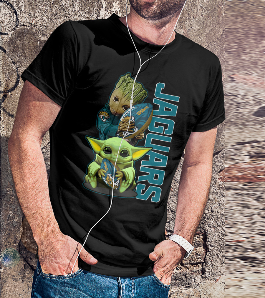 Grzd Jacksonville Jaguars Groot Baby Yoda Football T-Shirt