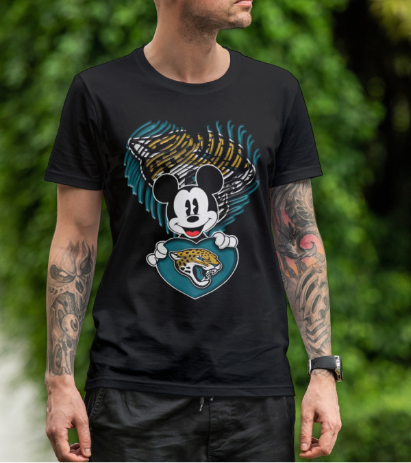 Mickey Mouse Jacksonville Jaguars Football Team Heart T-Shirt