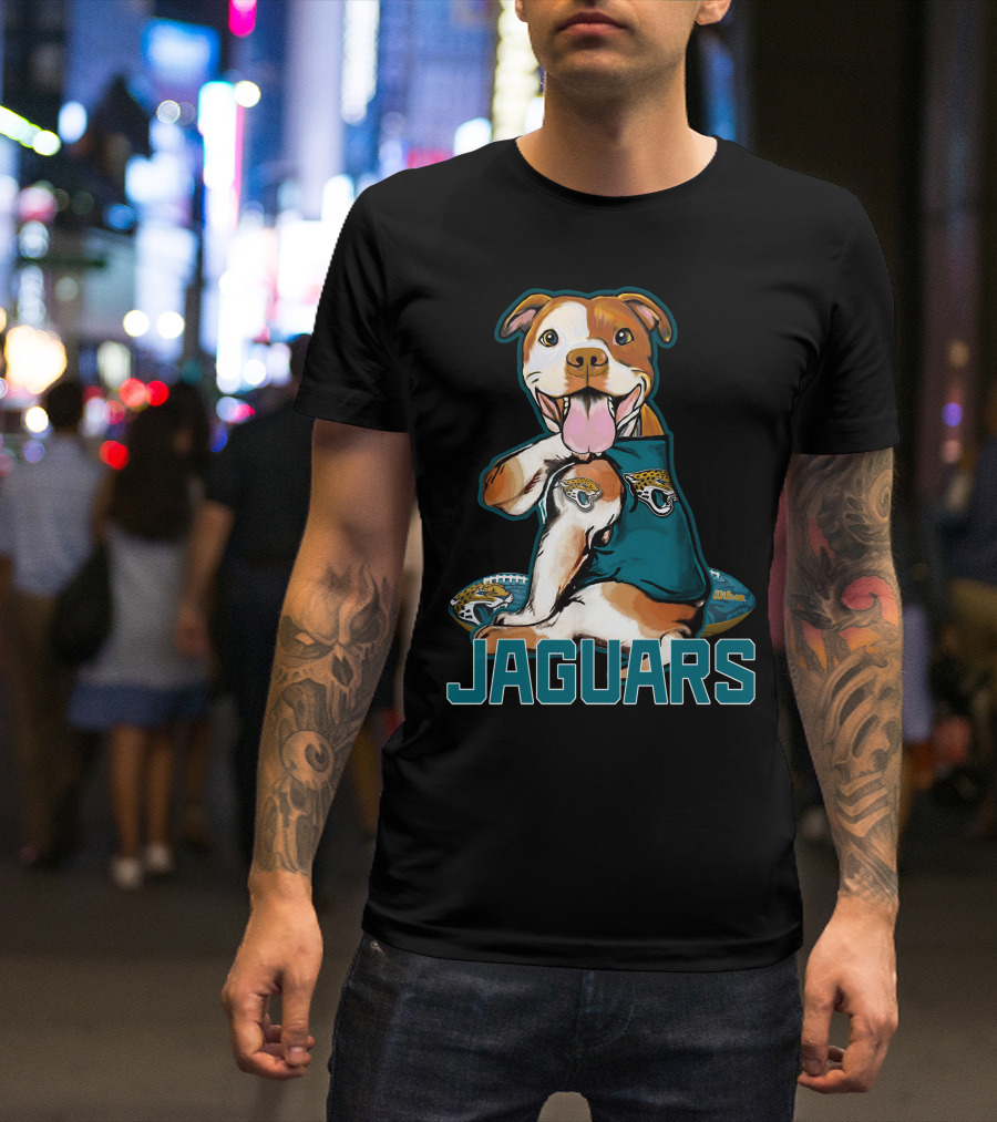 Jaguars Pitbull Mascot With Jacksonville Football T-Shirt