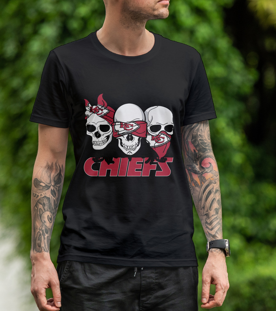 3 Skull Chiefs Kansas City Chiefs T-Shirt