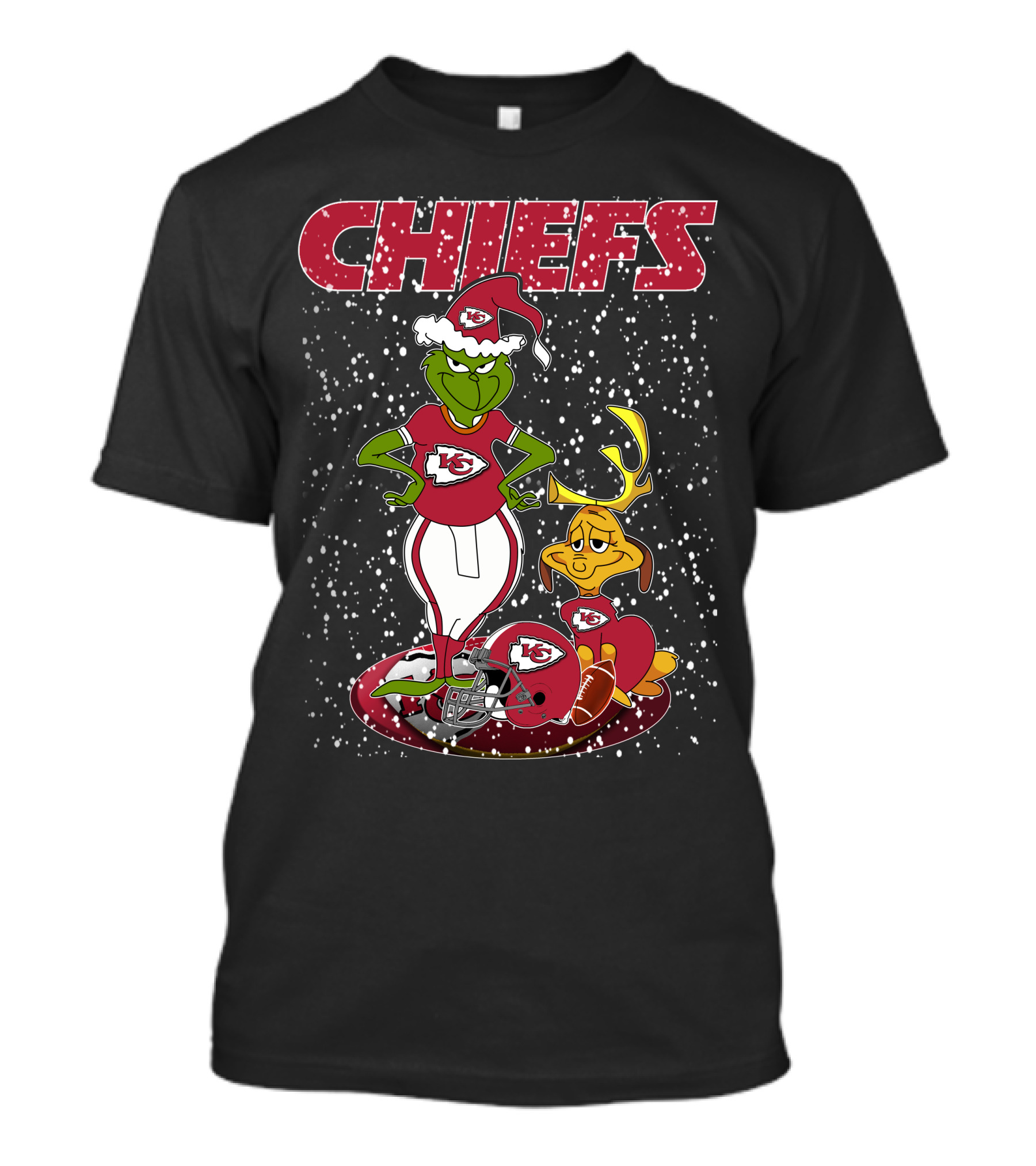 Grinch Chiefs Kansas City Christmas Snow Football T-Shirt