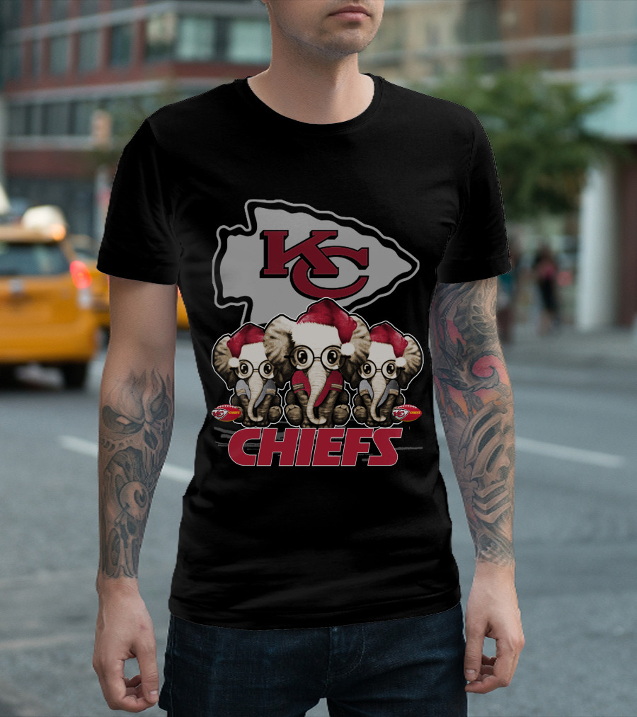 KC Chiefs Xmas Elephants Football Holiday Edition T-Shirt