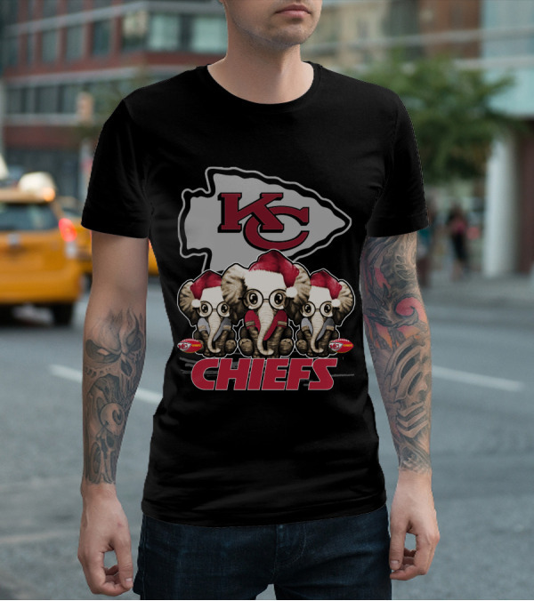 KC Chiefs Xmas Elephants Football Holiday Edition T-Shirt