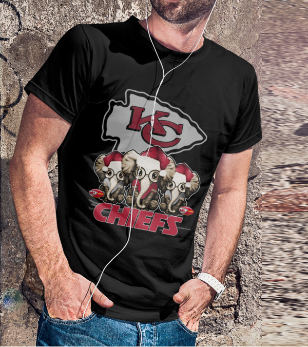 KC Chiefs Xmas Elephants Football Holiday Edition T-Shirt