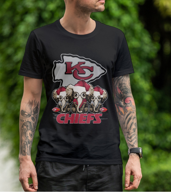 KC Chiefs Xmas Elephants Football Holiday Edition T-Shirt
