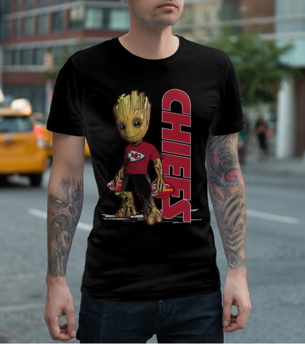 Groot Kansas City Chiefs NFL Fan Art With Chiefs T-Shirt