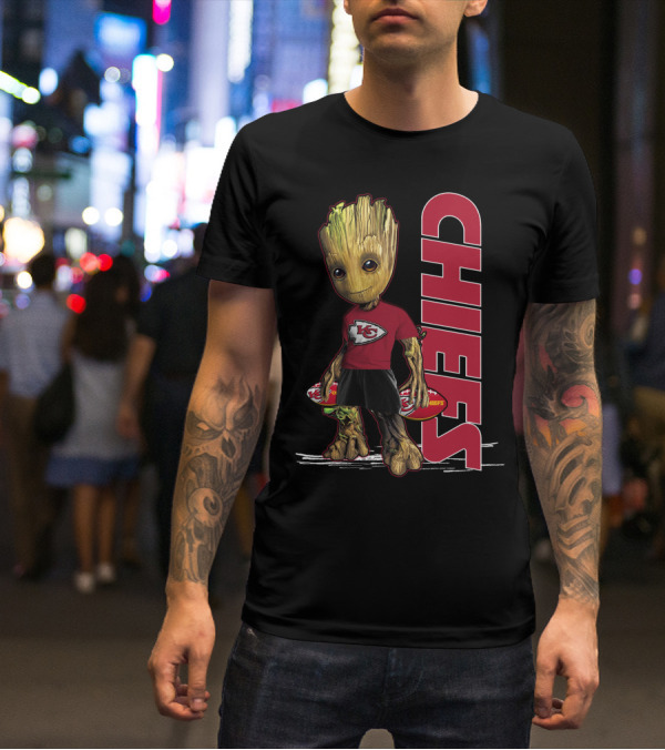 Groot Kansas City Chiefs NFL Fan Art With Chiefs T-Shirt