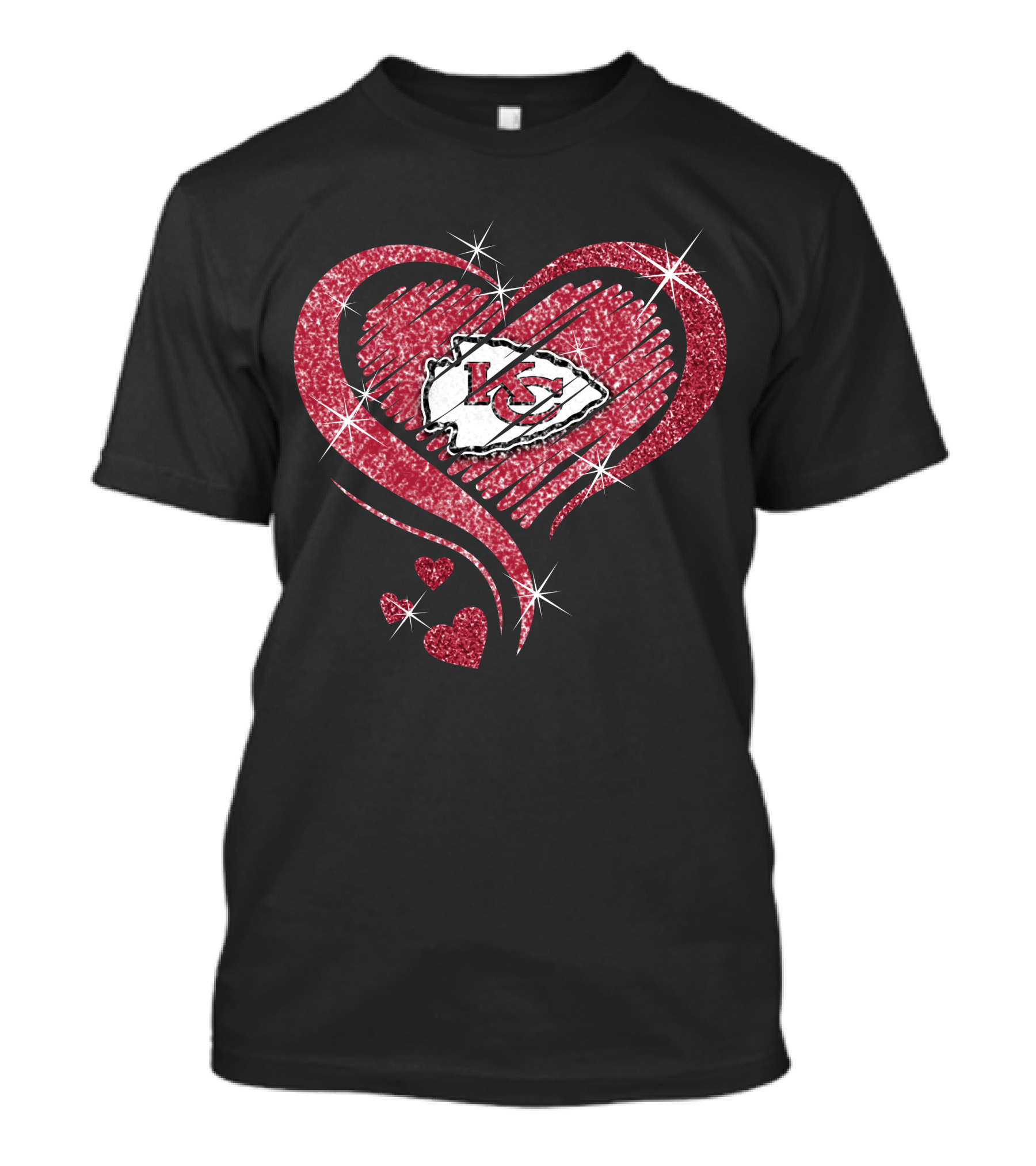 Kansas City Chiefs Heart Diamond Glitter T-Shirt