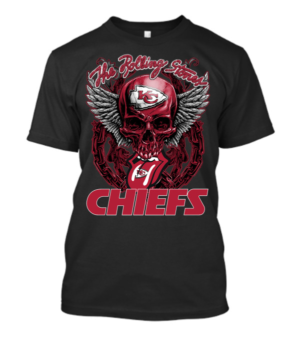 The Rolling Stones Skull Kansas City Chiefs Logo Wings Chiefs T-Shirt