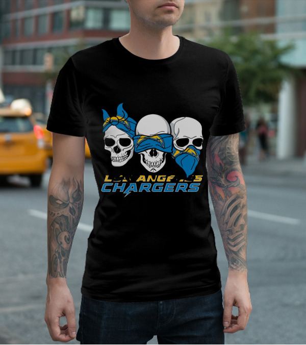 Los Angeles Chargers Three Skulls With Bandanas T-Shirt