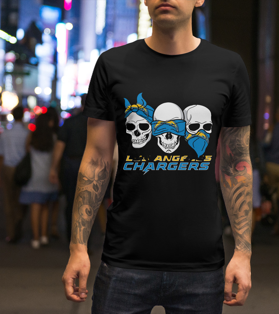 Los Angeles Chargers Three Skulls With Bandanas T-Shirt