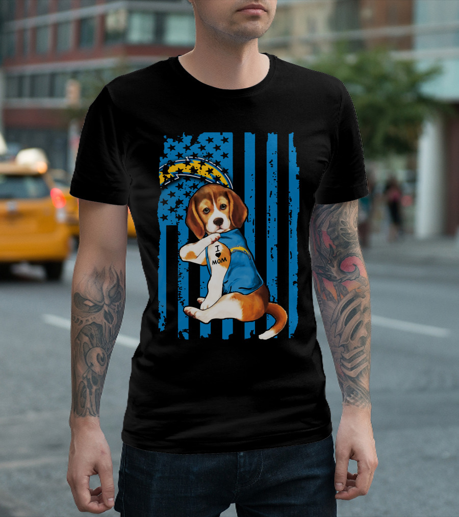 Beagle I Love Mom Los Angeles Chargers T-Shirt