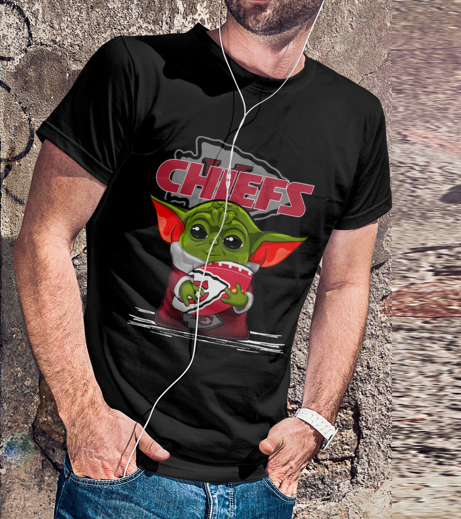 Kansas City Chiefs Yoda Holding Football Chiefs T-Shirt