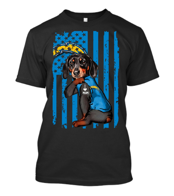 Dachshund I Love Mom Los Angeles Chargers T-Shirt
