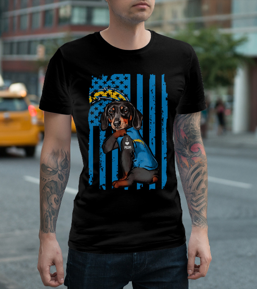 Dachshund I Love Mom Los Angeles Chargers T-Shirt