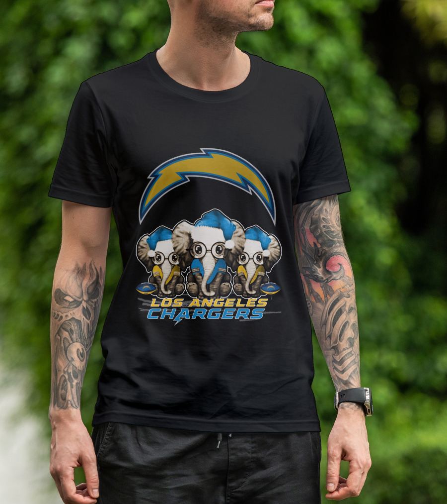 Los Angeles Chargers Elephants Christmas T-Shirt