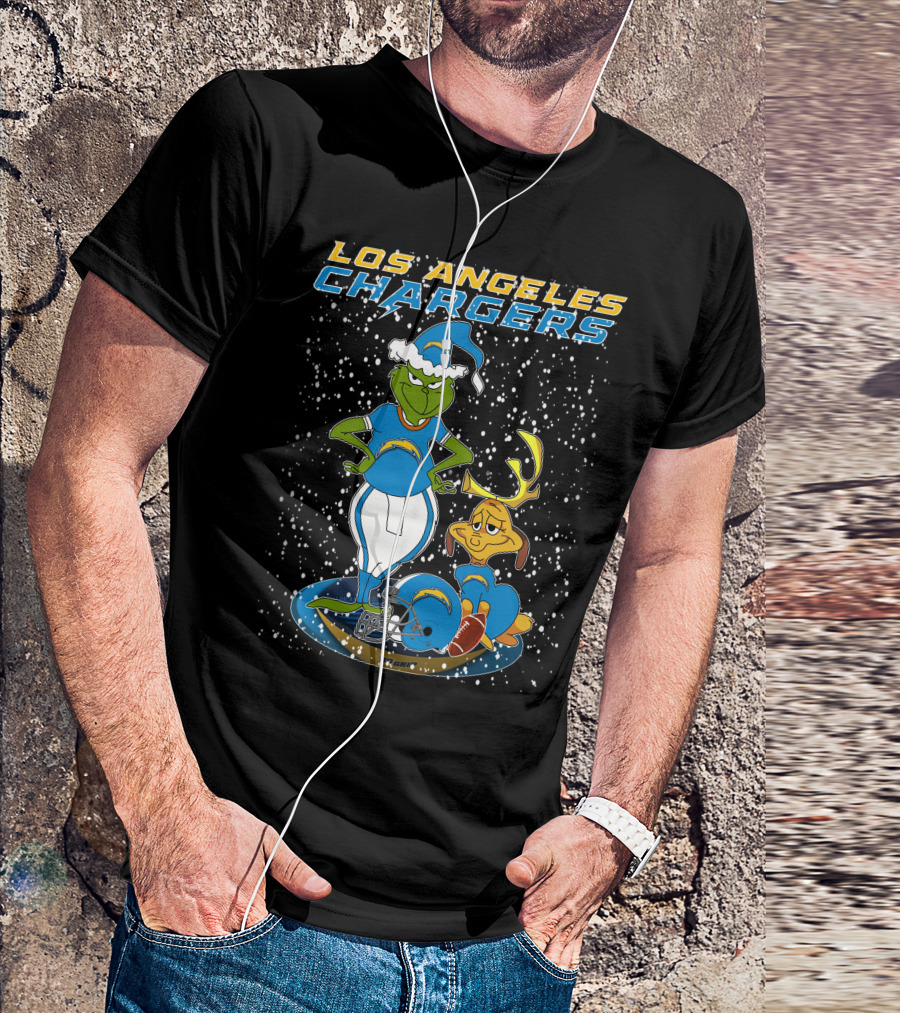 Los Angeles Chargers Grinchxmas Football Characters T-Shirt