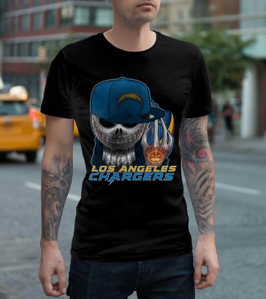 Jackskull Pumpkin Los Angeles Chargers T-Shirt