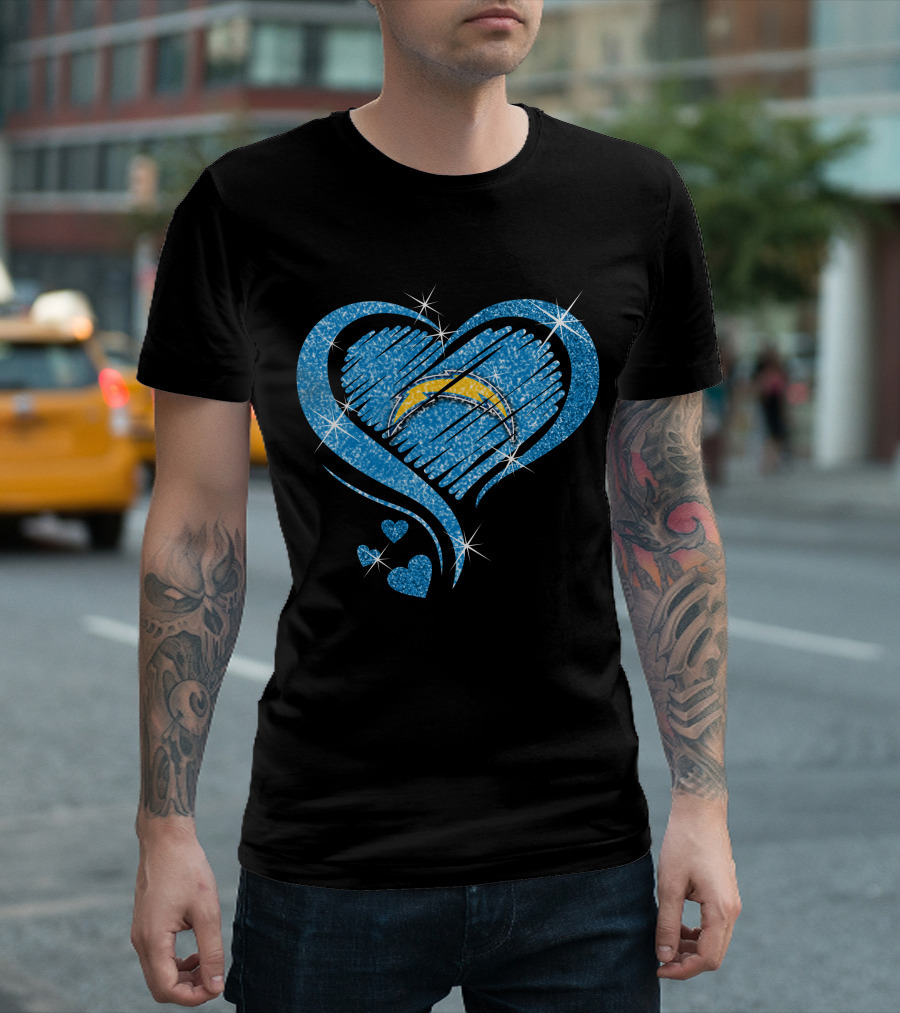 Heart Diamond Sparkle Los Angeles Chargers T-Shirt