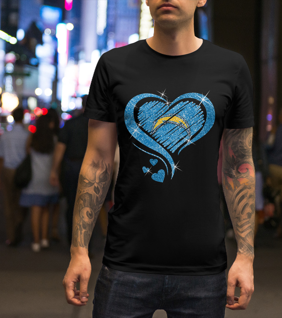 Heart Diamond Sparkle Los Angeles Chargers T-Shirt