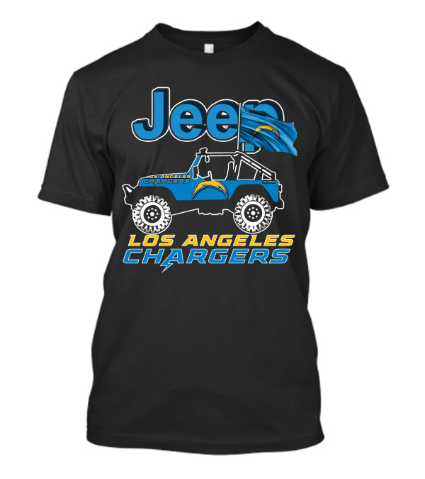Jeep Los Angeles Chargers Blue Flag And Off-Road Vehicle T-Shirt