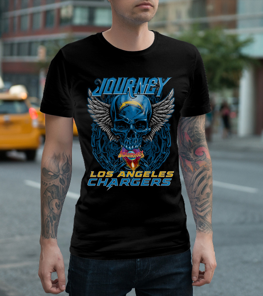 Journey Los Angeles Chargers Skull Winged Helmet T-Shirt