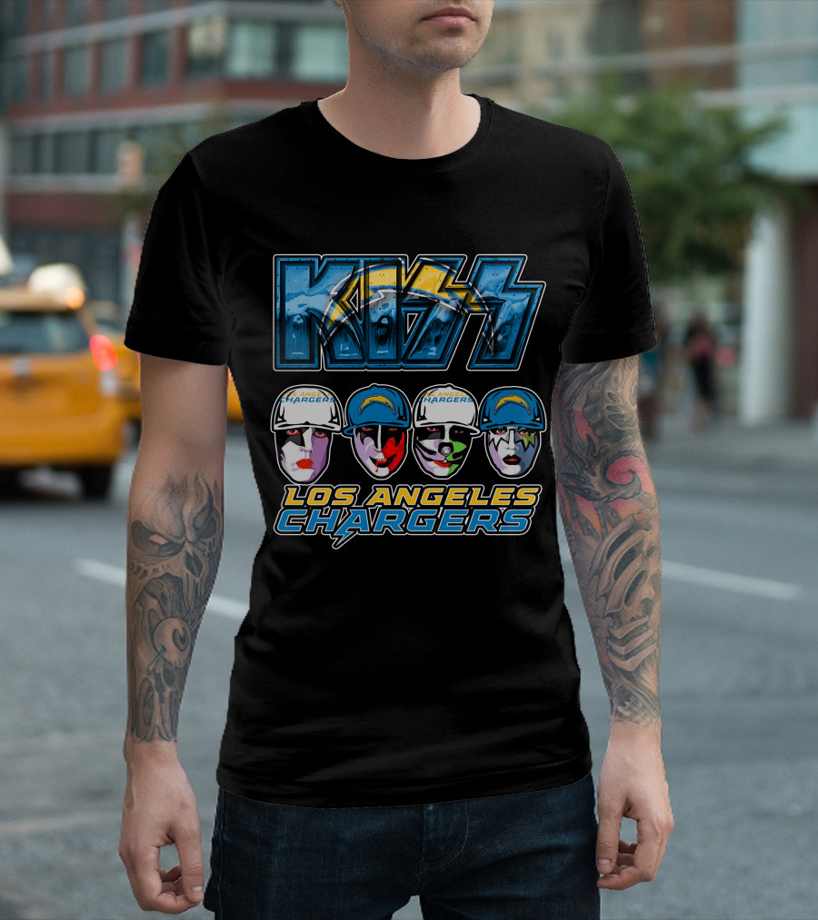 Kiss Los Angeles Chargers Band Face Paint NFL Crossover T-Shirt