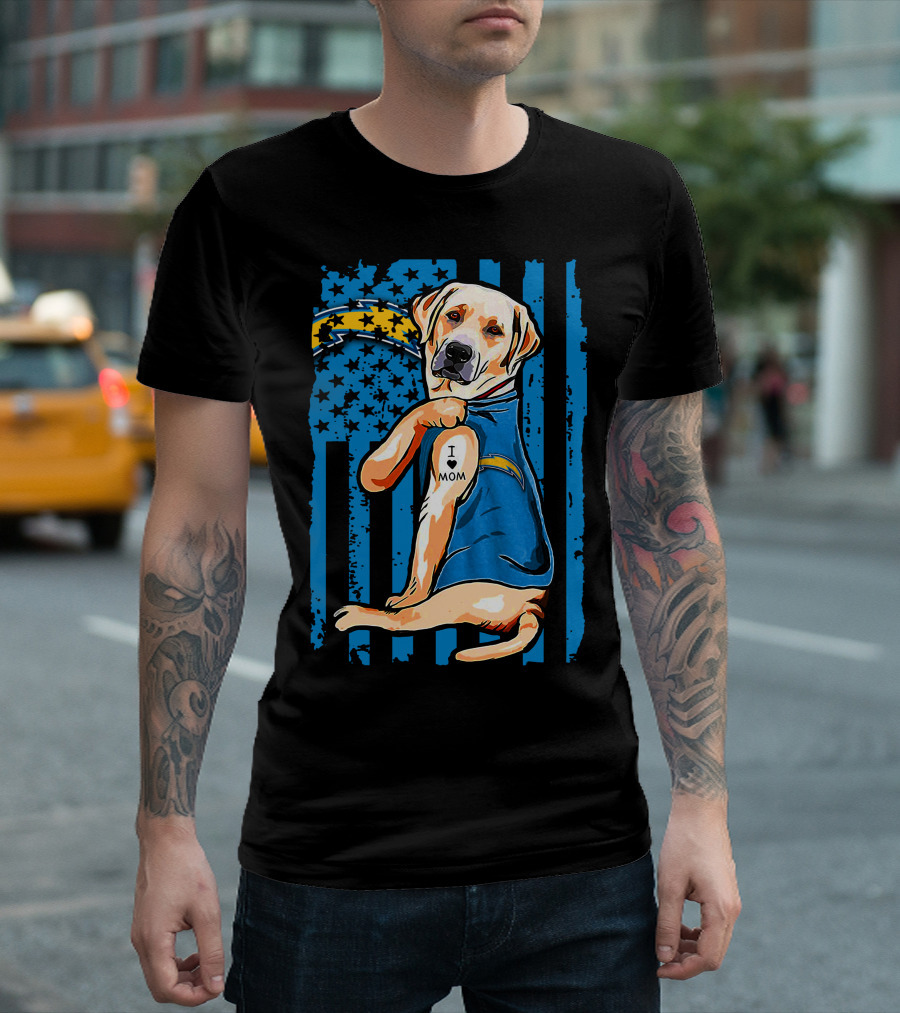 Labrador Retriever I Love Mom Los Angeles Chargers T-Shirt