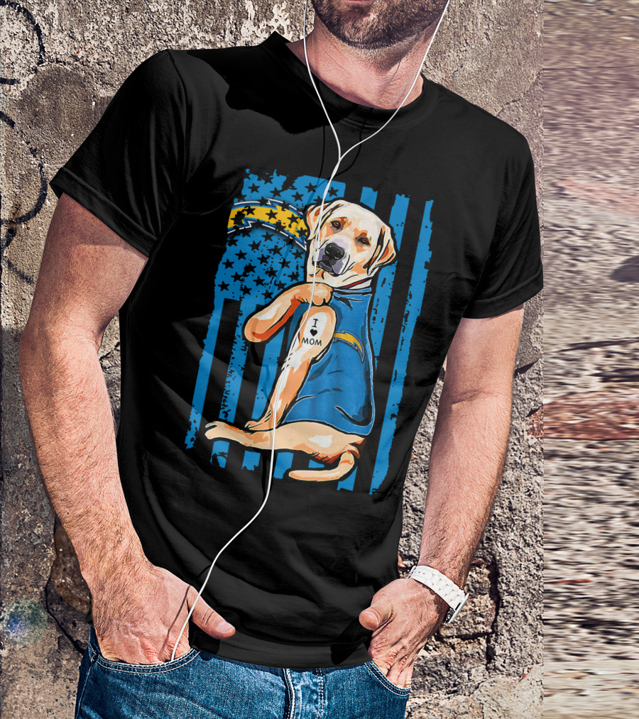 Labrador Retriever I Love Mom Los Angeles Chargers T-Shirt