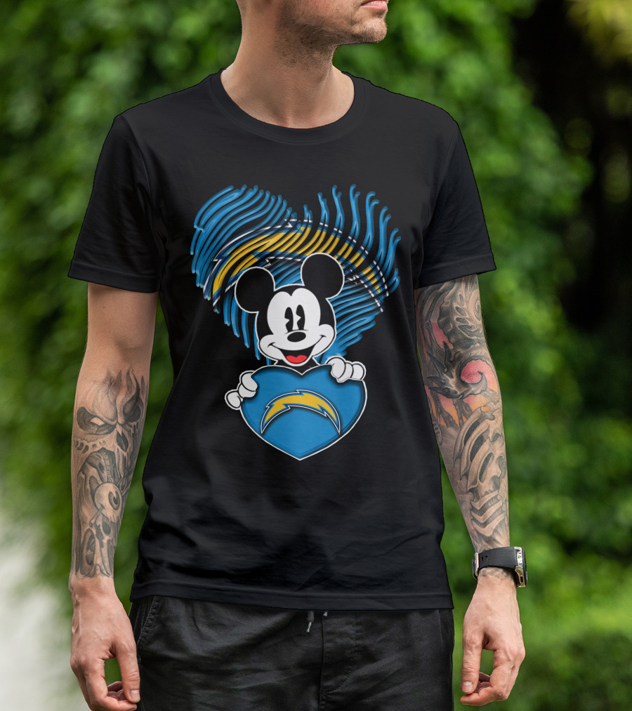 Mick Mouse Los Angeles Chargers Heart T-Shirt
