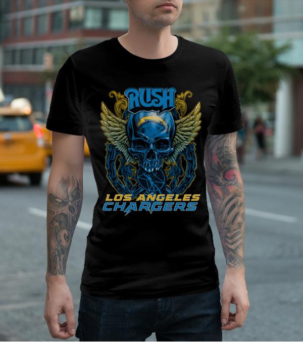 Rush Los Angeles Chargers Skull With Wings T-Shirt