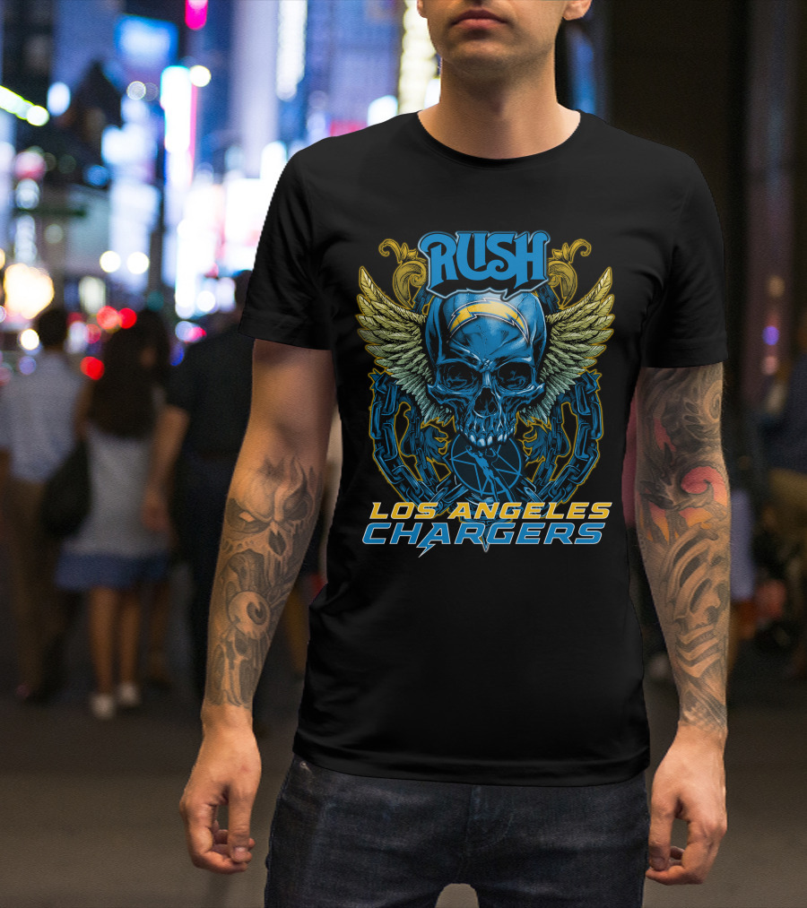 Rush Los Angeles Chargers Skull With Wings T-Shirt