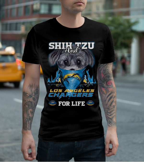 SHIH TZU AND LOS ANGELES CHARGERS FOR LIFE T-Shirt