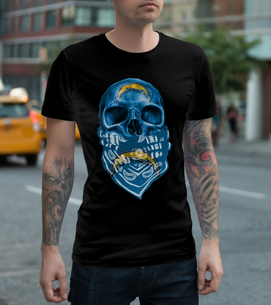 Skull Bandana Los Angeles Chargers T-Shirt