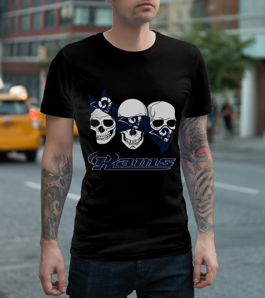 Rams Skull Trio Los Angeles Football Fan Gear T-Shirt