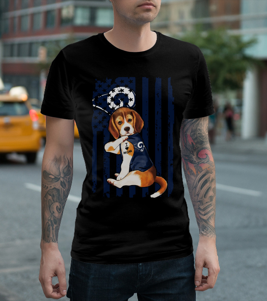 Beagle I Love Mom Los Angeles Rams T-Shirt