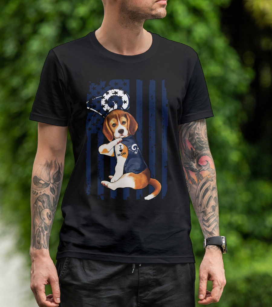 Beagle I Love Mom Los Angeles Rams T-Shirt