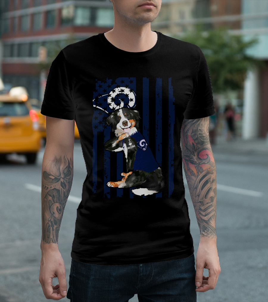 Border Collie I Love Mom Los Angeles Rams T-Shirt