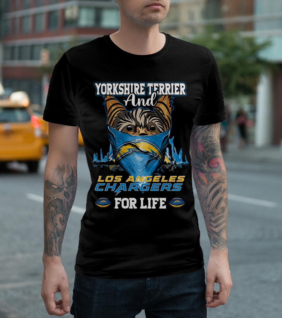 Yorkshire Terrier and Los Angeles Chargers for Life T-Shirt