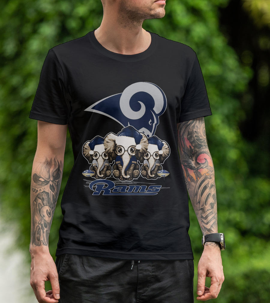 Elephant Xmas Los Angeles Rams T-Shirt