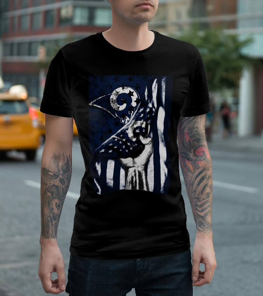 Los Angeles Rams American Flag Stars And Stripes Hand T-Shirt