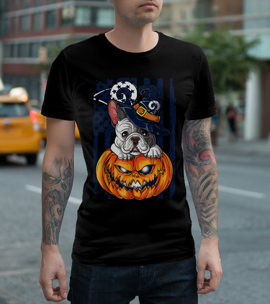 Hlw Bulldog Wizards Hat Pumpkin Los Angeles Rams T-Shirt