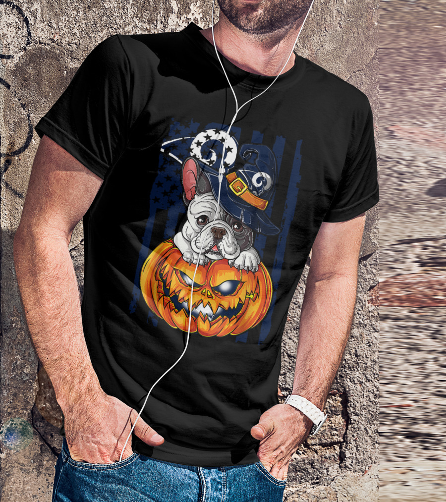 Hlw Bulldog Wizards Hat Pumpkin Los Angeles Rams T-Shirt