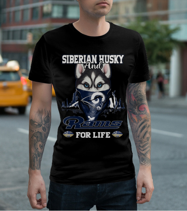 Siberian Husky And Rams For Life T-Shirt