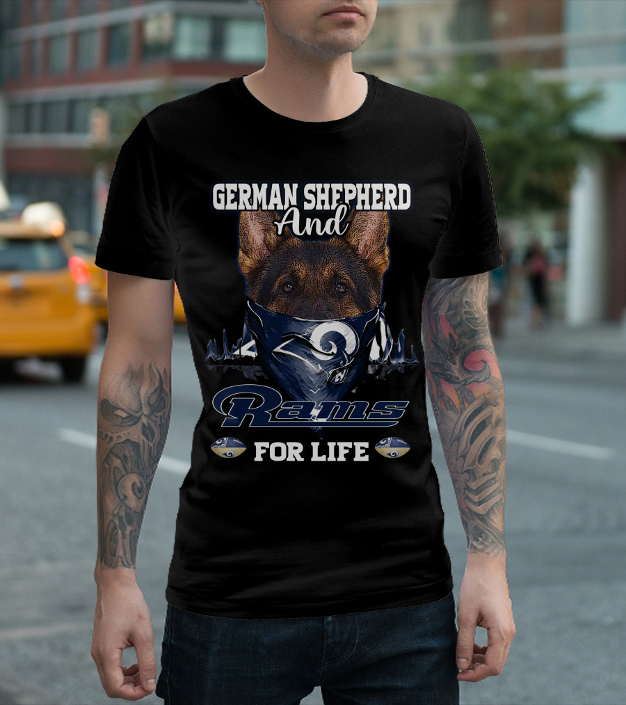 German Shepherd And Rams For Life Los Angeles T-Shirt