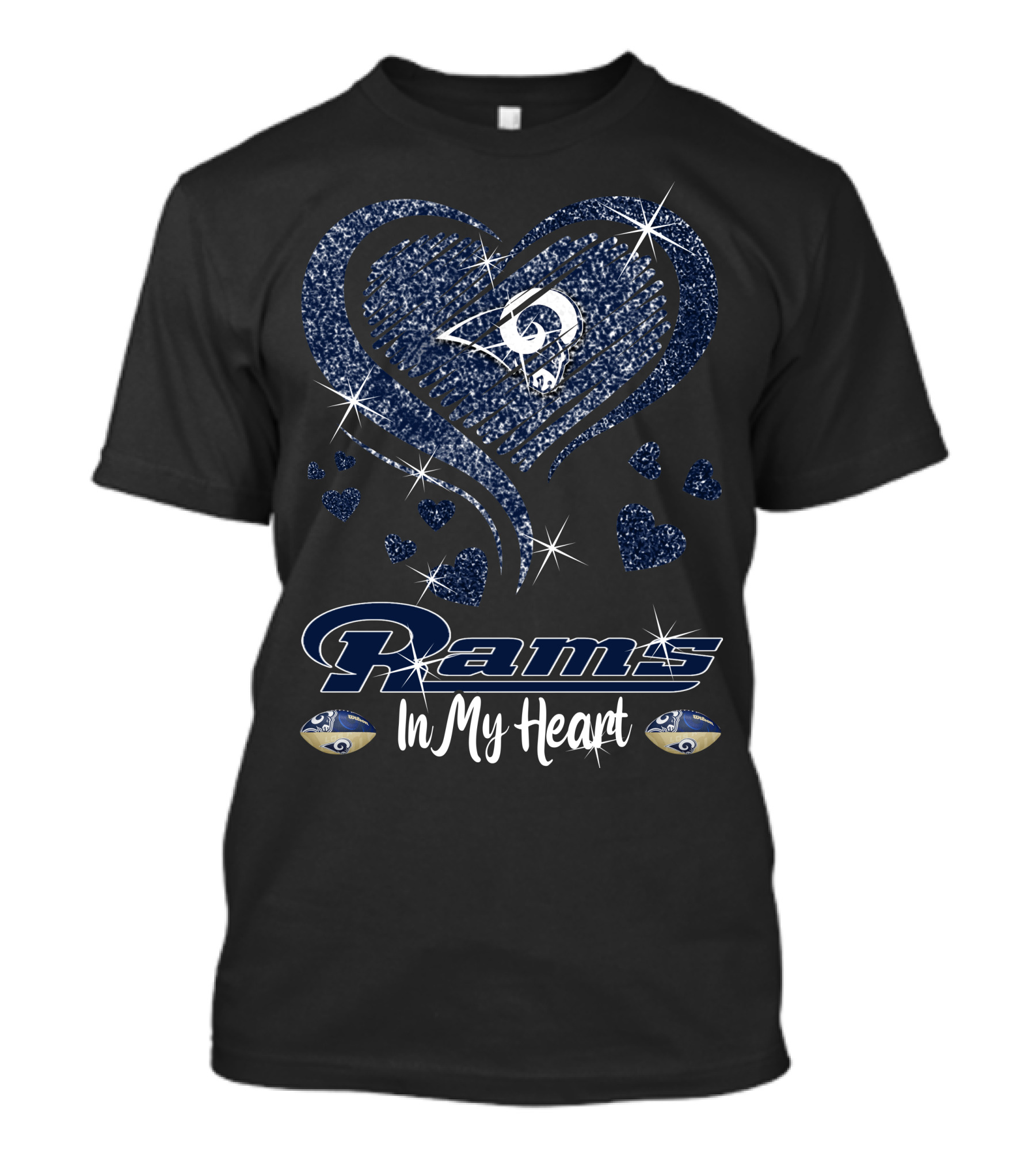 Rams In My Heart Los Angeles Football Team Sparkling Heart T-Shirt