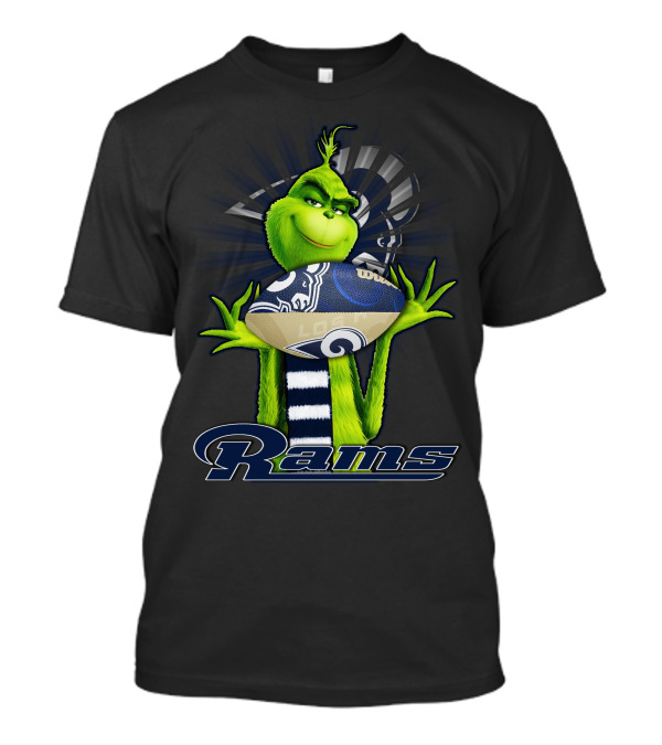 Grinch Holding Los Angeles Rams Football T-Shirt