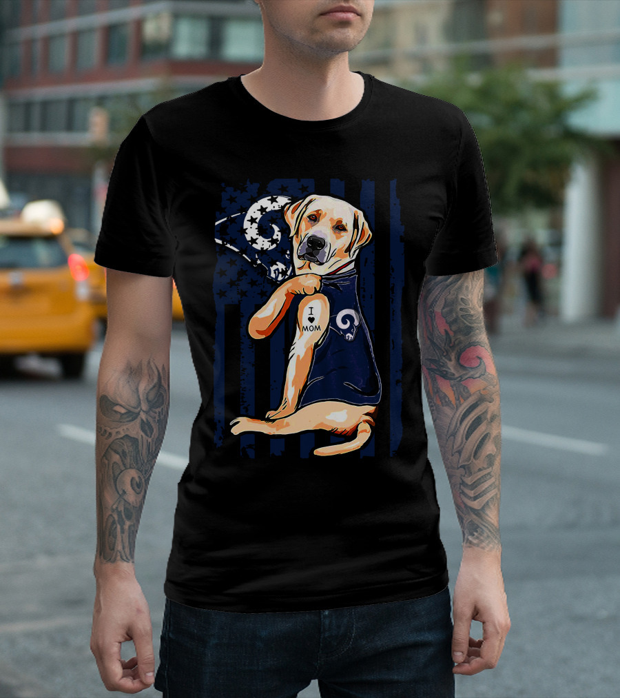 Labrador Retriever I Love Mom Los Angeles Rams Fan T-Shirt
