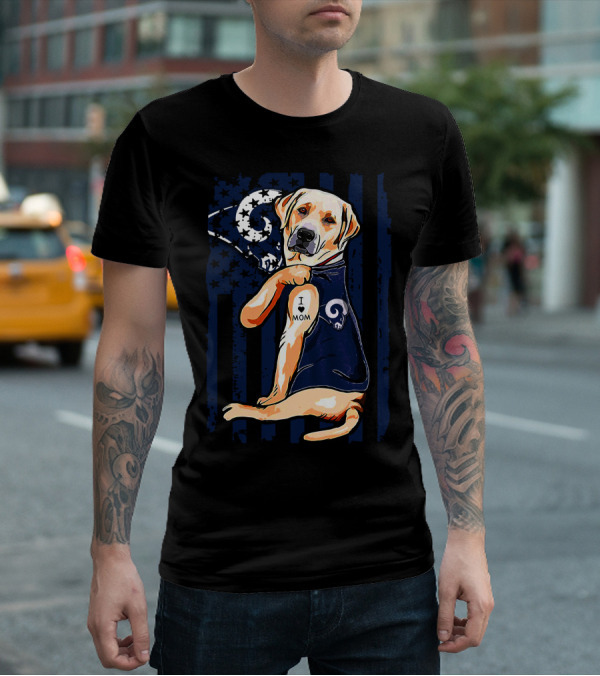 Labrador Retriever I Love Mom Los Angeles Rams Fan T-Shirt