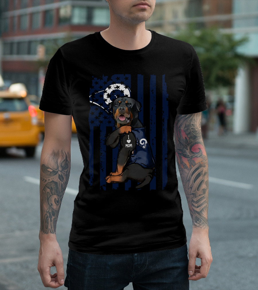 Rottweiler I Love Mom Los Angeles Rams T-Shirt